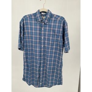 Onward Reserve Performance Shirt Mens Small Blue Plaid Short Sleeve Classic Fit